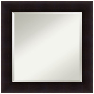 Amanti Art Brown Bathroom Mirror for Over Sink, 26x26 Portico Espresso Square Vanity Mirror, Medium Rustic Farmhouse Wood Frame, Hangs Horizonally and Vertically, Bathroom Wall Decor, Beveled Edge