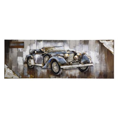 Yosemite Home Decor "Blue Vintage Car Wood Wall Art in Multi-Color
