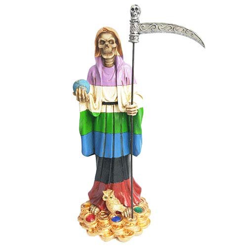 12 Inches Rainbow Colorful Clothes Santa Muerte Statue Sculpture Holy Death