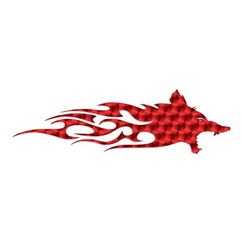 Wolf Head Flames Splash - Vinyl Decal Sticker - 9" x 2.65" - Red Engine Turn