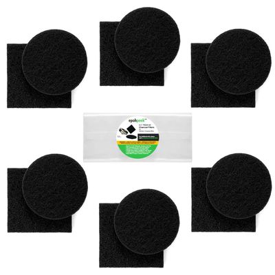 Epohpeek Compost Bin Filters Charcoal - Filter Replacement for Kitchen Pail Composter, 12 Pack Extra Thick (1cm) Fits Gallon Bucket Countertop Bins - Activated Carbon, 6 Round 6 Square, Both 6.5