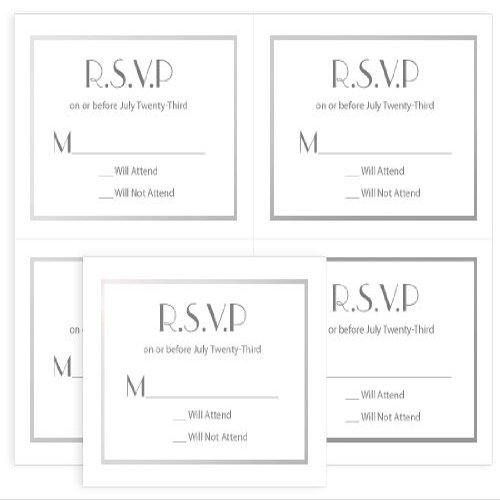 4up Silver Border Printable Invitations - White, 25 Pack