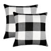4TH Emotion Set of 2 Farmhouse Buffalo Check Plaid Throw Pillow Covers Cushion Case Polyester Linen for Fall Home Decor Black and White, 24 x 24 Inches view 1