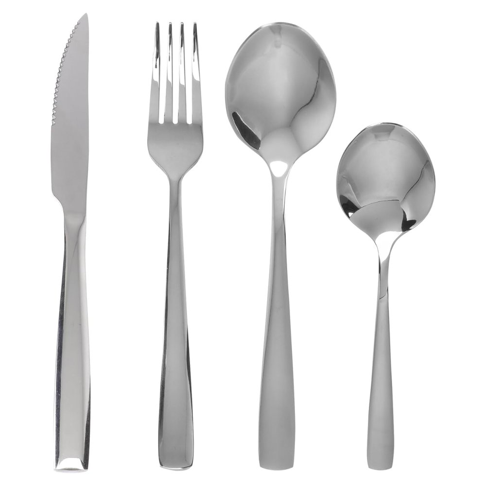 Tofficu Dinner Flatware Set 316 Stainless Steel Silverware Forks and Spoons Dishwasher Safe Tableware for Daily Use Gatherings and Parties