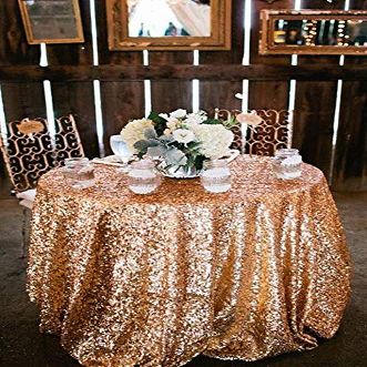 Liveinu Sparkle Glitz Sequin Rectangle Tablecloth Party Table Cover Table Runner for Wedding Cake Dessert Table Exhibition Events Table Linens 89"x130" Inch Light Gold