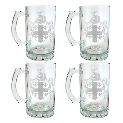Jones English Family Coat of Arms Beer Stein 16 oz Set of 4  Personalized Heraldic Engraving