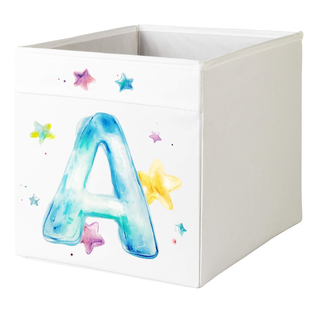 MintShake Hand-Painted Custom for IKEA Drona Storage Box Bin Expedit/Kallax Insert for Nursery, playroom or Office (Letter with Stars)