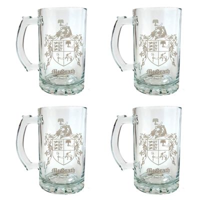 McGrath Irish Family Coat of Arms Beer Stein 16 oz  Personalized Heraldic Engraving