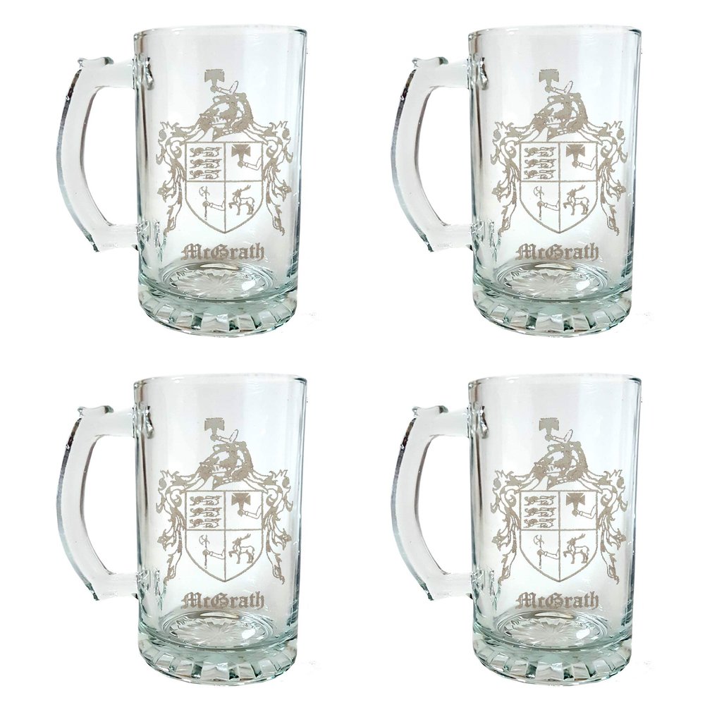 McGrath Irish Family Coat of Arms Beer Stein 16 oz  Personalized Heraldic Engraving