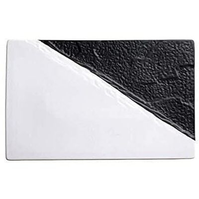 Winco WDP023-201, 11-5/8'' x 7-1/4'' Porcelain Serving Platter, Black&White Ceramic Tray, 2/CS