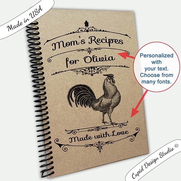 Cupid Design Studio Custom blank recipe book personalized gift cookbook kraft recycled cover (Lined pages)