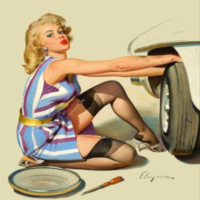 Digi Magnets Vintage Style Elvgren Pin-Up Girl Auto Magnet, 5" x 5", Rectangular, UV Resistant, Indoor/Outdoor, Bedroom/Bathroom Wall Art