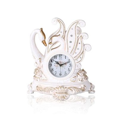CLOCKZHJI Resin Desk Clock and Table Clock Mute, Decorative Living Room Bedroom Study Room Shelf Clock