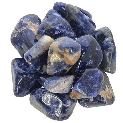 Hypnotic Gems Materials: 3 lbs Sodalite Tumbled Stones - Grade 1 - Large - 1.25" to 1.75" Avg. - Bulk Natural Rocks Polished Gemstone Supplies for Wicca, Reiki, Energy Crystal Healing