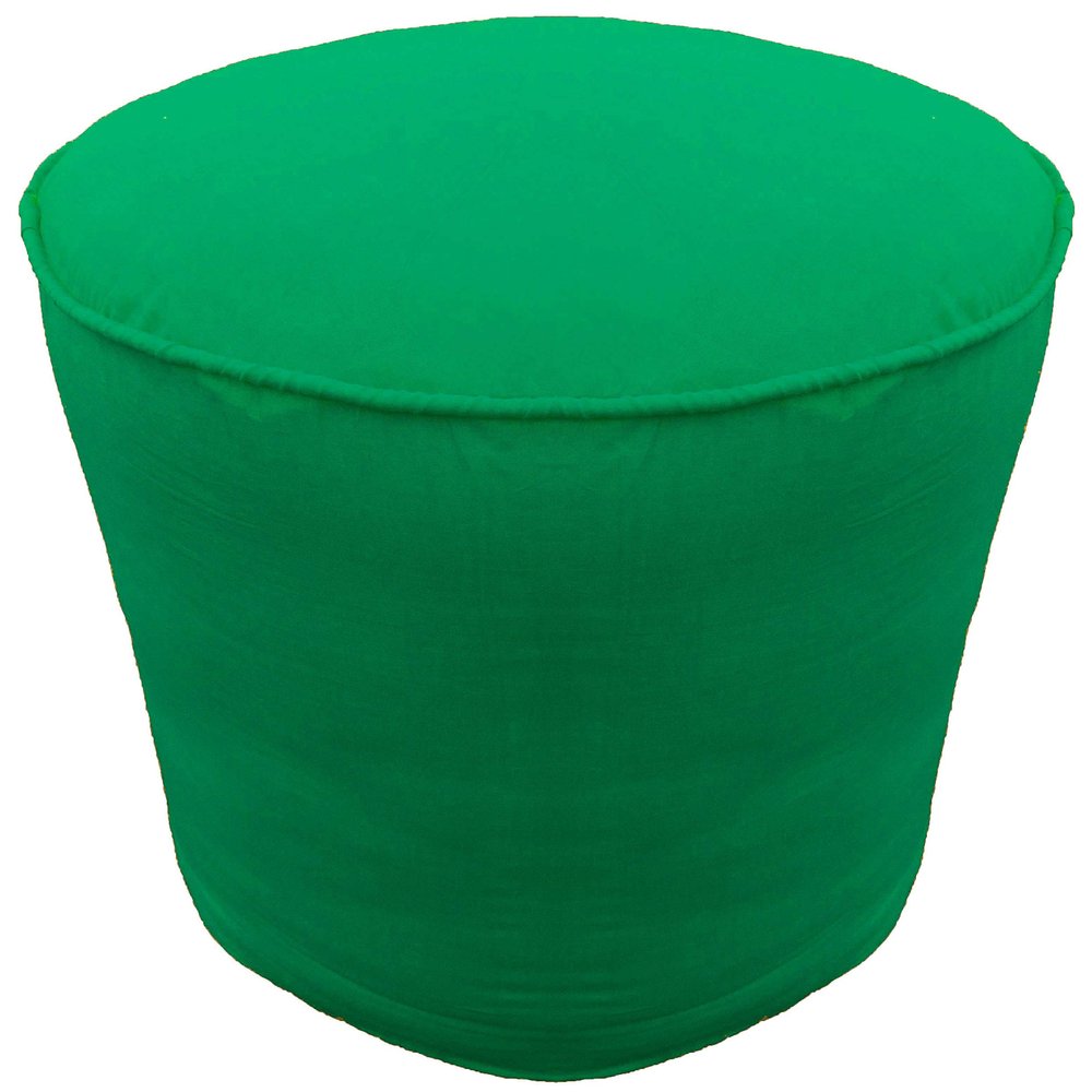 Ottoman Footstool Cover Cotton Round Pouf Cover with Piping Bottle Green 22" Diameter x 16" Height (55 cm Diameter x 40 cm Height) Cover ONLY, Not Stuffed, Insert not Included