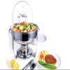 Culinary Edge Stainless Steel Buffet Chafer 4 Quart Round Chafing Dish Set with Tempered Glass Cover view 1