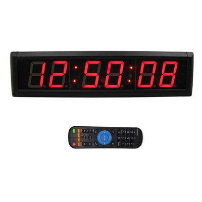 GAN XIN Large Digital Wall Clock with Remote Control, LED Stopwatch Timer, Countdown,Count Up, 12/24 Hour Switchable Time Clock for Home Gym Living Room Office Garage Decor (Red,16.3" x 3.9")