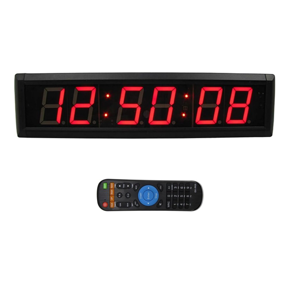 GAN XIN Large Digital Wall Clock with Remote Control, LED Stopwatch Timer, Countdown,Count Up, 12/24 Hour Switchable Time Clock for Home Gym Living Room Office Garage Decor (Red,16.3" x 3.9")