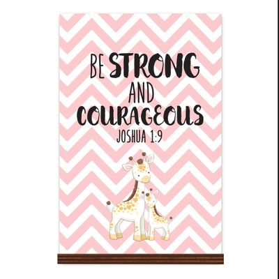 LifeSong Milestones Baptism Christening Gifts for Baby Boys and Girls Decor Sign Gift Son Daughter Godchild Godson Goddaughter Child 1st Holy Communion 8"x12" (Be Strong Base)