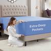 Empyrean Calm Blue Extra Deep Pocket Fitted Sheet Full Size, Hotel Luxury Deep Pocket Full Size Fitted Sheet Only Easily Fits 18 to 24 Inch Mattress, Soft, Wrinkle-Free with Corner Straps view 3