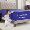Empyrean Royal Blue Extra Deep Pocket Fitted Sheet Full Size, Hotel Luxury Deep Pocket Full Size Fitted Sheet Only Easily Fits 18 to 24 Inch Mattress, Soft, Wrinkle-Free with Corner Straps view 3
