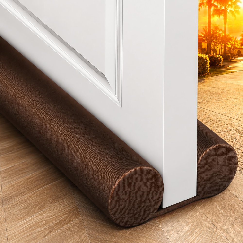 MAXTID Brown Door Draft Stoppers, Adjustable 32"-38", Double Sided, Insulation Strip, Air Stopper, Gap Filler