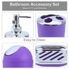 6 Pcs Bathroom Accessories Set, Toothbrush Holder, Toothbrush Cup, Soap Dispenser, Soap Dish, Toilet Brush Holder, Trash Can (Purple) view 4