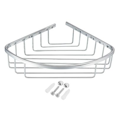 Aexit 10.3-inch x Home hardware 7.6-inch Brass Bathroom Basket Shower Caddy Corner Shelf Silver Tone Model:87as620qo504
