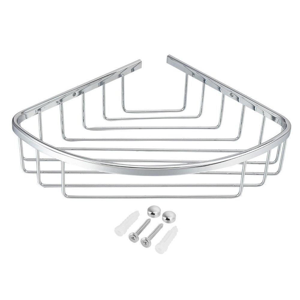 Aexit 10.3-inch x Home hardware 7.6-inch Brass Bathroom Basket Shower Caddy Corner Shelf Silver Tone Model:87as620qo504