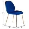 Best Master Furniture Tara Velvet Dining Chairs with Gold Plated Legs, Set of 2, Blue view 2