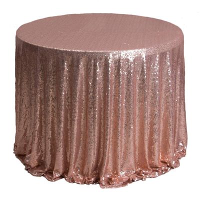 Liveinu Sparkle Glitz Sequin Tablecloth Party Table Cover Table Runner for Wedding Cake Dessert Table Exhibition Events Table Linens Round 128" Inch Rose Gold