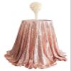 Liveinu Sparkle Glitz Sequin Tablecloth Party Table Cover Table Runner for Wedding Cake Dessert Table Exhibition Events Table Linens Round 128" Inch Rose Gold view 2