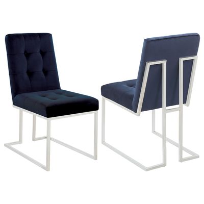Coaster Home Furnishings Cisco Velvet Upholstered Dining Side Chair Chrome 192494 (Set of 2)