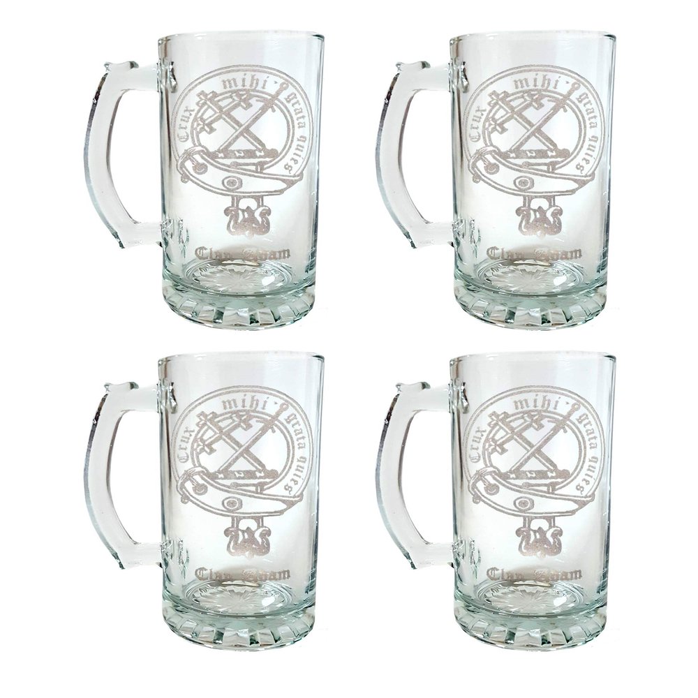 Adam Scottish Clan Crest 16oz Beer Stein Set of 4  Personalized Heraldic Engraving