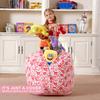 Aubliss Stuffed Animal Bean Bag Storage Chair, Beanbag Covers Only for Organizing Plush Toys, Turns into Bean Bag Seat for Kids When Filled, Medium 32"-Canvas Pattern Heart view 4