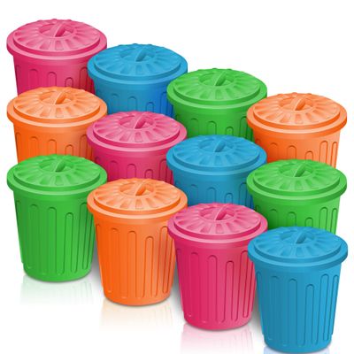 ArtCreativity 12 Pack Mini Trash Cans for Desks  Miniature Trash Can Toys for Kids, Small Garbage Can Party Favors, Toy Trash Can Pencil Holder, Fun Desk Organizer in Assorted Colors