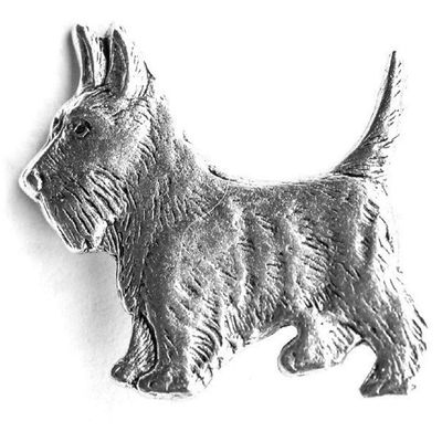 3pc Antique Silver Scottie Dog Magnet Set - Decorative Metal Scottish Terrier Fridge Magnets - Large Dog Lover Kitchen Decor - Handmade in USA