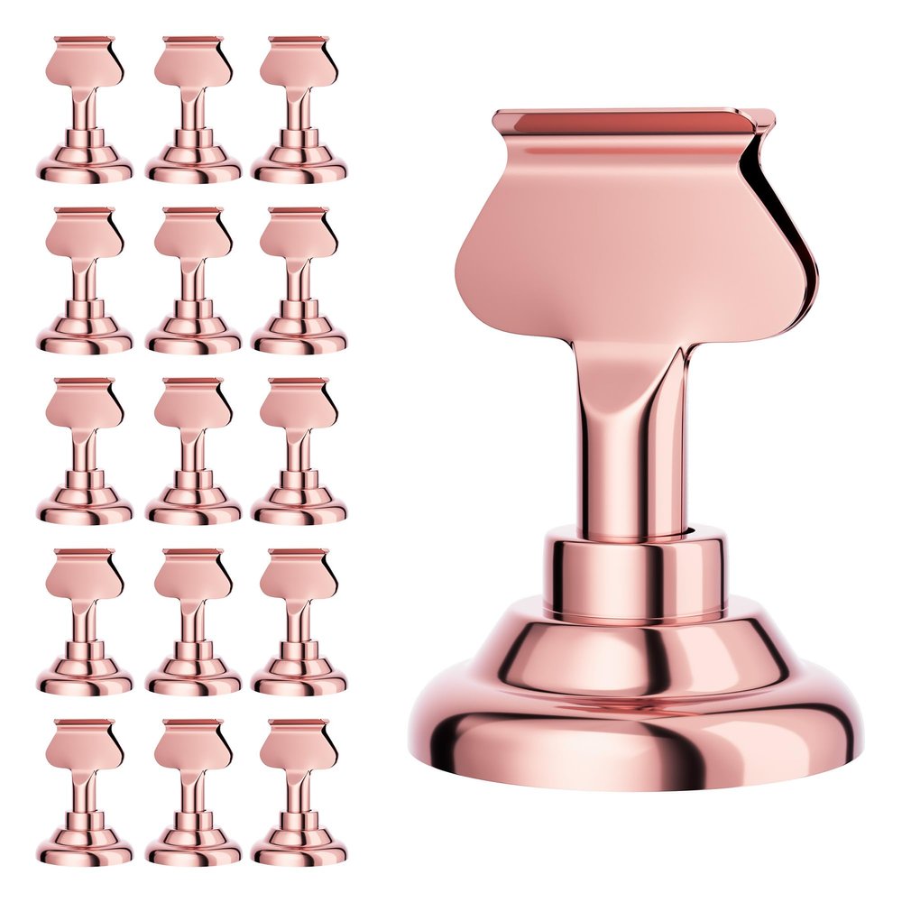 Urban Deco 16PK Table Number Holders Place Card Holders 1.7 Inch Table Card Holders Steel Card Holders for Photos, Food Signs, Memo Notes, Weddings, Restaurants, Birthdays(Rose Gold)