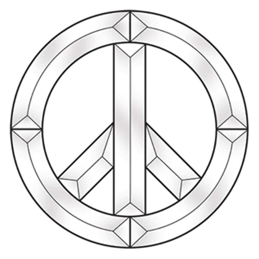 7 Inch Peace Sign Beveled Glass Cluster - Stained Glass Supplies 845