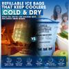 ICE LOCK Reusable Ice Packs for Coolers - Large Leakproof Ice Bags - Refillable with Cubed Ice, No Freezer Needed - 4 Layer Waterproof - Cold & Dry Storage with Drinkable Meltwater - (Pack of 2) view 2