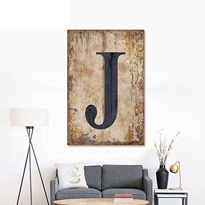 Isaric Decorative tin Sign Letters,8 X 12 Inch,Hanging Wall 26 Letters Metal Alphabet Wall Letter for Home, Bedroom, Bar, Wall Decor