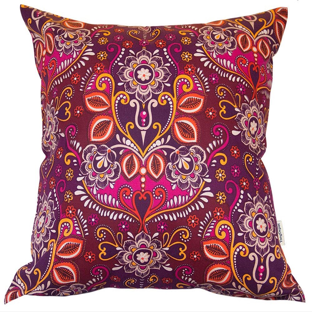 TangDepot Cotton Floral Cushion Cover 14"x14" India Print