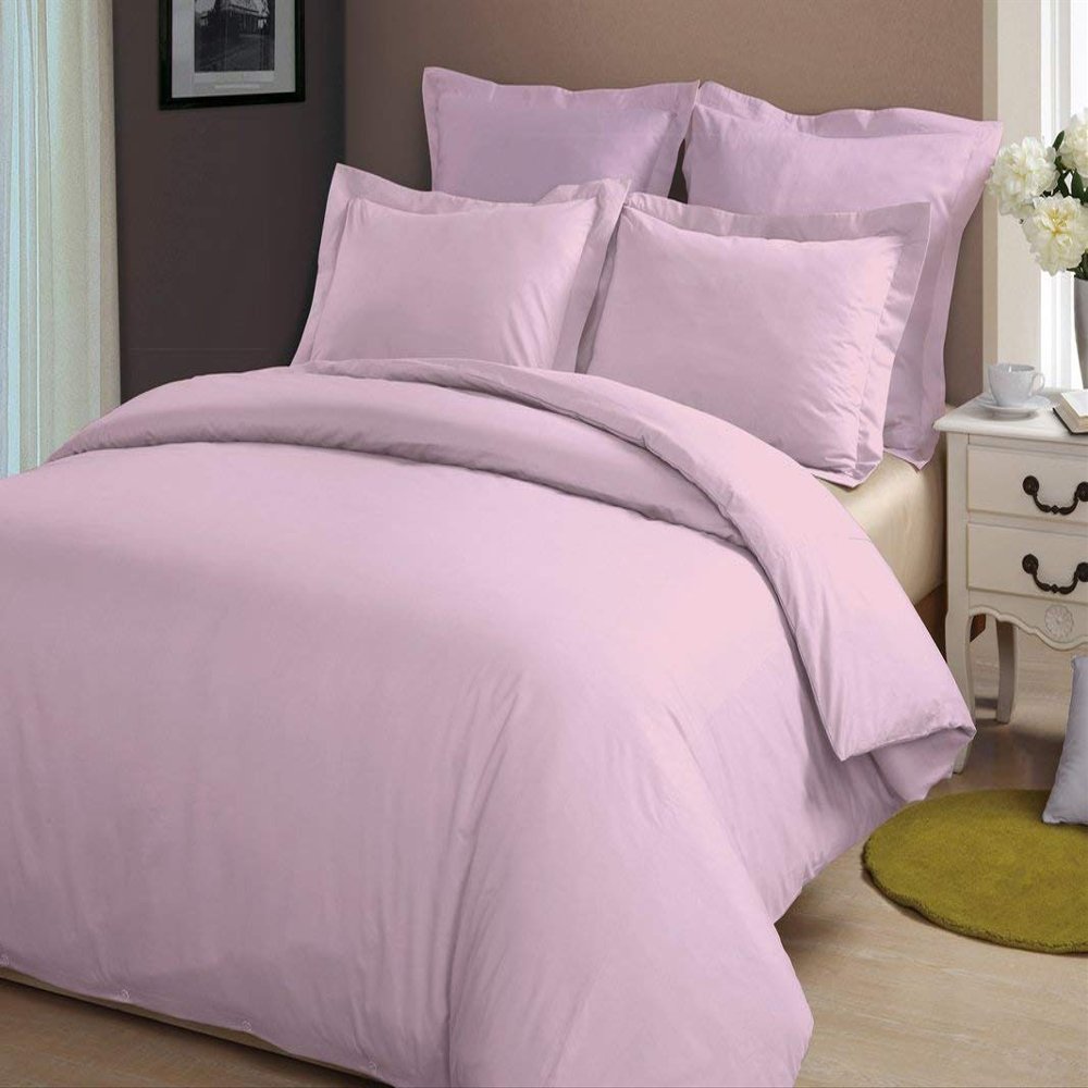 LINEN CLUB BEDDING Duvet Cover Set with Zipper Closure 3pc Duvet Cover Set Twin/Twin XL (68" x 90") Size with Corner Ties, 100% Cotton 400 Thread Count (Twin/Twin XL, Pink Solid)