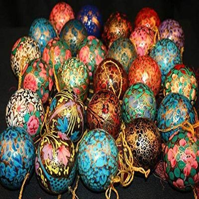 Baba Art and Crafts,Set of 20,Paper Mache Baubles,3 inch Size Christmas Ornaments, Handmade Christmas Tree Decorations, Hanging Christmas Baubles