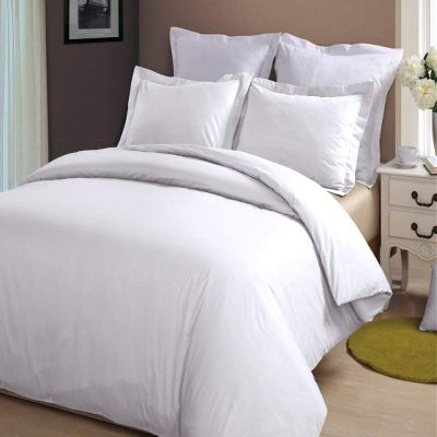 LINEN CLUB BEDDING Duvet Cover Set with Zipper Closure 3pc Duvet Cover Set Twin/Twin XL (68" x 90") Size with Corner Ties, 100% Cotton 400 Thread Count (Twin/Twin XL, White Solid)