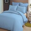 LINEN CLUB BEDDING Duvet Cover Set with Zipper Closure 3pc Duvet Cover Set Twin/Twin XL (68" x 90") Size with Corner Ties, 100% Cotton 400 Thread Count (Twin/Twin XL, Sky Blue Solid) view 1