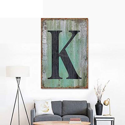 Isaric Decorative tin Sign Letters,8 X 12 Inch,Hanging Wall 26 Letters Metal Alphabet Wall Letter for Home, Bedroom, Bar, Wall Decor