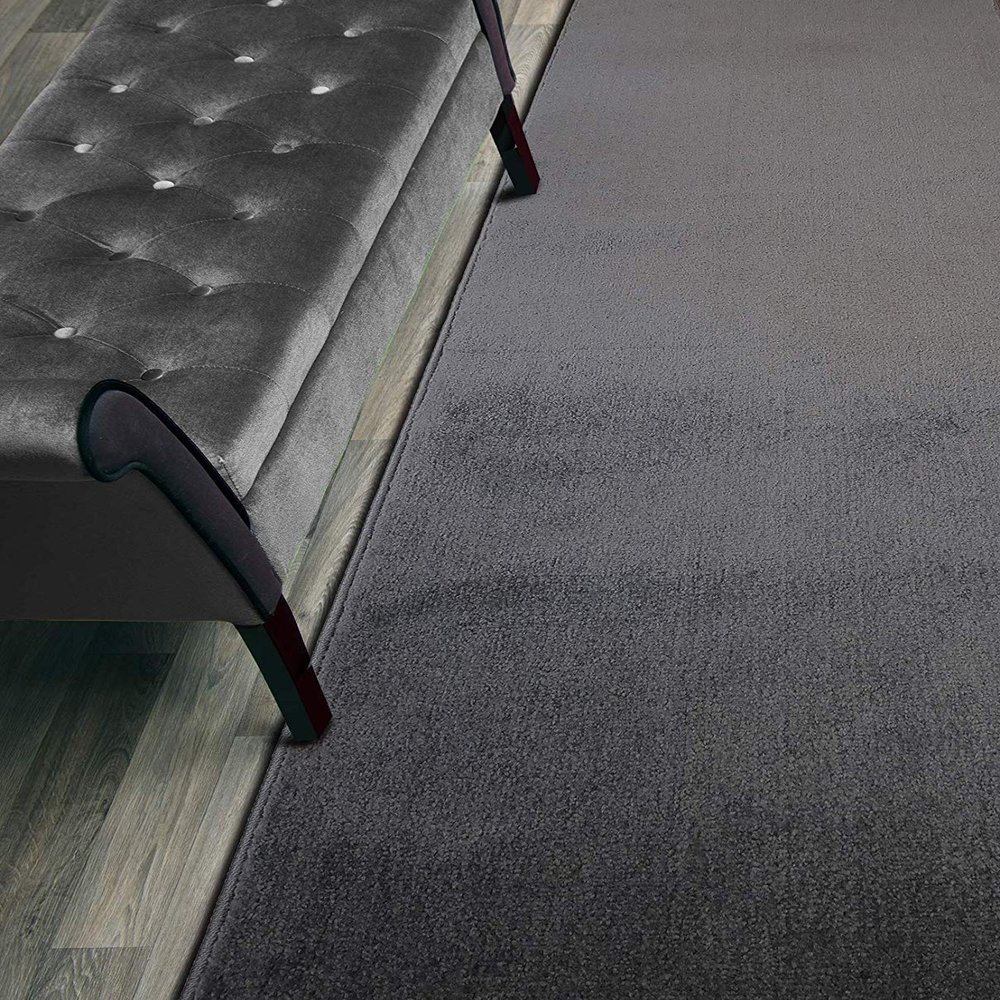11 FT Long Solid Anthracite Dark Grey Kitchen Hallway Runner Rug Non-Slip Washable, 26" X 11' Rubber Backed Carpet, Custom Size Floor Mat for Stairs Bedroom Bathroom Entryway, Your Choice of Length
