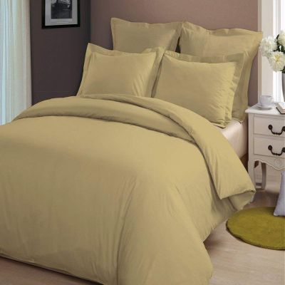 LINEN CLUB BEDDING Duvet Cover Set with Zipper Closure 3pc Duvet Cover Set Twin/Twin XL (68" x 90") Size with Corner Ties, 100% Cotton 400 Thread Count (Twin/Twin XL, Taupe Solid)
