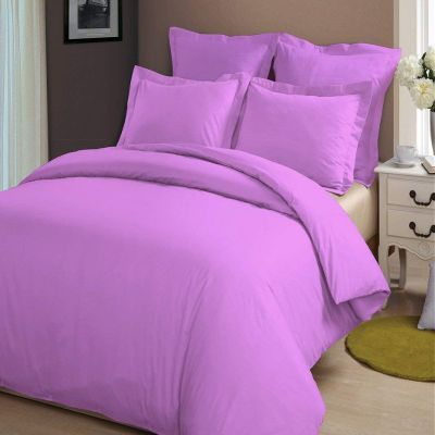 HR Luxury Linen Duvet Cover with Zipper Closure 1pc Duvet Cover Full/Queen (88" x 88") Size with Corner Ties, 100% Cotton 400 Thread Count (Full/Queen, Lilac Solid)